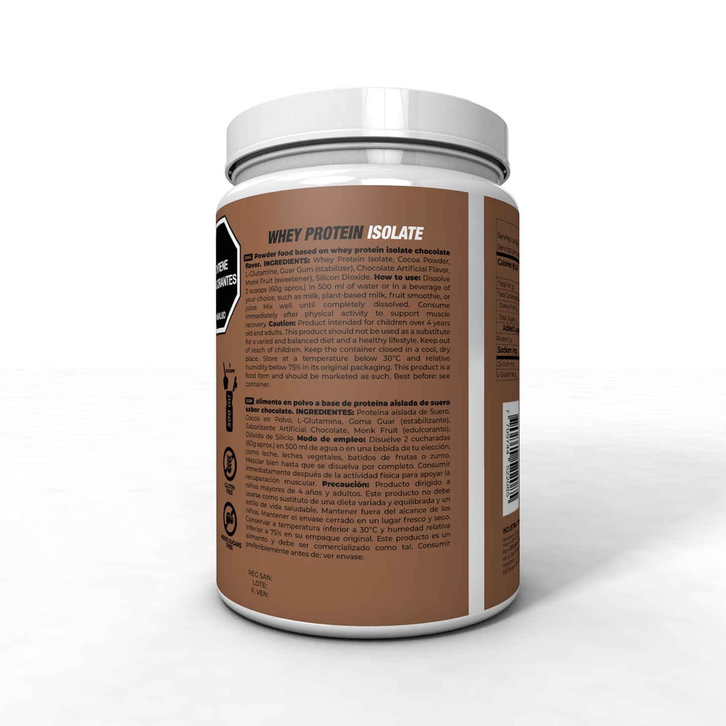 WHEY PROTEIN ISOLATE PROTEÍNA AISLADA  POTE 600g/10 PORCIONES  SABOR CHOCOLATE